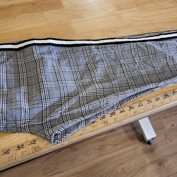 NSF 100% Cotton Plaid Pants Distressed Hem Side Stripe Size 30 Waist - Picture 6 of 15